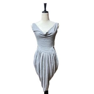 Gray Cowl Neck Tapered Dress